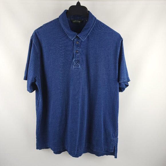 Orvis Shirt Mens XL Blue Jean S/S Golf Polo - Picture 1 of 6